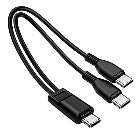 3.3FT Mutil USB C Cable,2in1 Multiple Type C Charging,2A Dual Splitter USB C,USB C to Double USB C Port, Compatible with iPhone 15,iPad Pro,Samsung S24,Google,Android,USB-C Port Devices(Black)