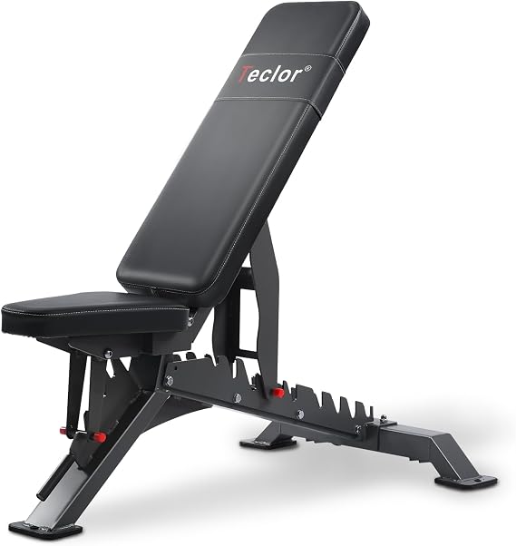 Teclor Commercial Adjustable Weight Bench with 1400LB Capacity for Home Gym, Flat/Incline/Decline Bench - Bench Press 2.2" Thick Pad,Black