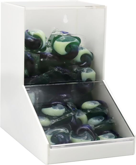 Laundry Pods Dispenser,Acrylic Candy Dispenser with Lids,White Dishwasher Pods Container,Laundry Room Organization Containers,Wall Acrylic Dispenser for Candy Snack Earplugs Gloves Storage