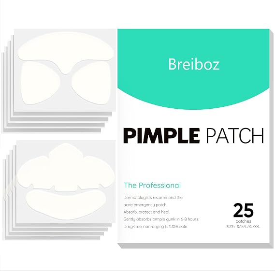 Full Face Pimple Patches (5 Pack, 25 Patches),XL Hydrocolloid Acne Patches for Whole Face,Nose,Chin,Forehead,Cheeks w/Tea Tree Oil&Salicylic Acid,Large Invisible Zit Patches for Overnight Blemish Care