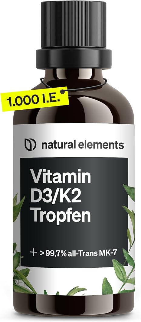 vitamin d3 + k2 drops 50 ml - premium: 99.7 +% all-trans (k2vital ® from kappa) + highly bioavailable d3 - laboratory-tested high dose liquid and made in germany