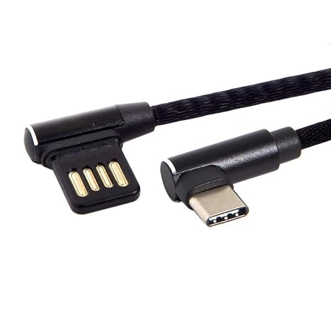 JSER USB-C 3.1 Type-C Male to Left Angled 90 Degree USB 2.0 Data Cable 15cm Dual Angled Type (Type-C)