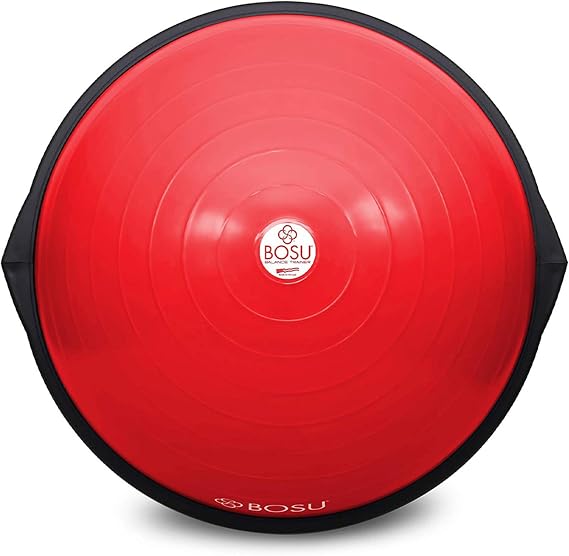 Bosu Balance Ball Exercise Trainer, Home Gym Equipment w/Guided Workouts & Pump, 26" Inflatable Fitness Platform for Strength Training, Standing, Balancing, and Core Workout