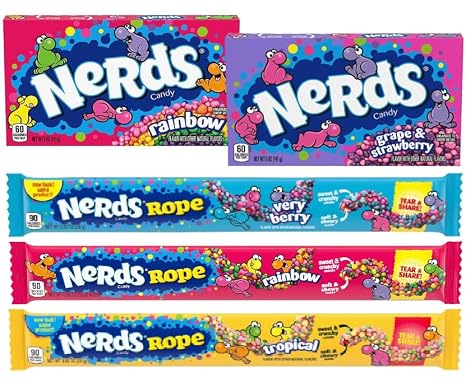 American Candy Mix - Set of 5 (360g) US Candy Box - Theatre Box Candy & Ropes in Rainbow Very Berry & Tropical - American Candy Selection