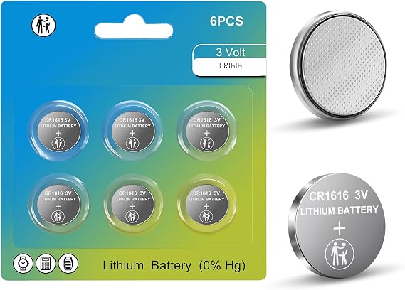 CR1616 Battery, 6 Count Pack CR 1616 3V Lithium Battery for Car Remote, 1616 Batteries for Watch, Car Key Fob, Remote Control