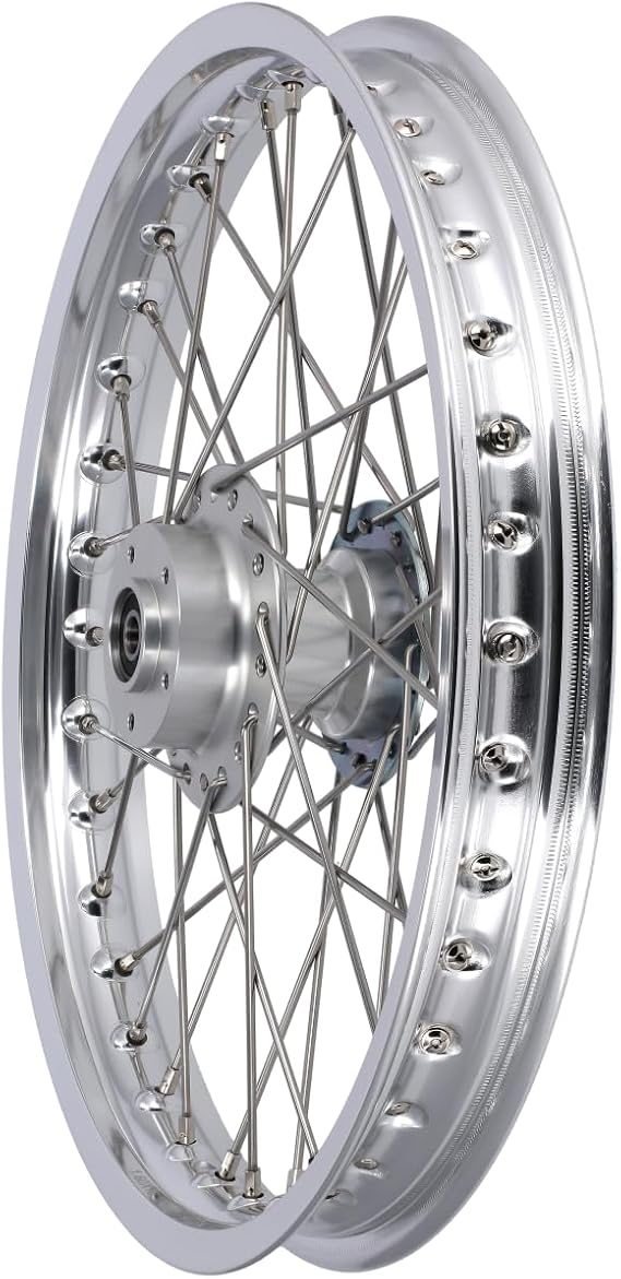 Spoke wheel 1.6 x 16" for ZT telescopic fork, hub colorless, polished alumi