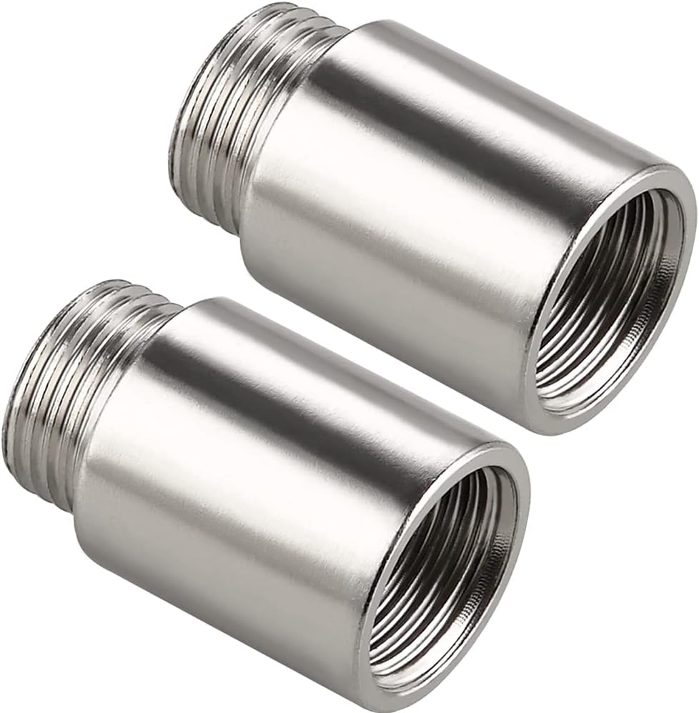 Beduan Shower Head Extension Tube Pipe Fittings, G 12 Male to G 12 Female BSP threaded Stainless Steel Round Shower Arm Extension Cast Fitting Coupler 40mm Length,2pcs