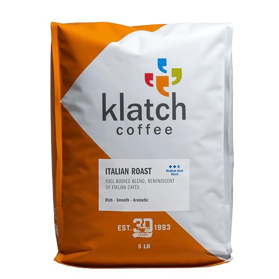 Klatch Coffee Italian Blend Medium-Dark Roast, 5 Pounds, Whole Bean