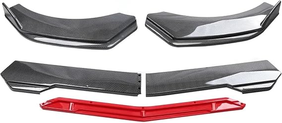 Compatible For Fiat Abarth 500 595 Car Front Bumper Chin Lip Spoilers Body Kits Splitter Skirt Diffuser Protection Guard Covers(Carbon Fiber and Red)