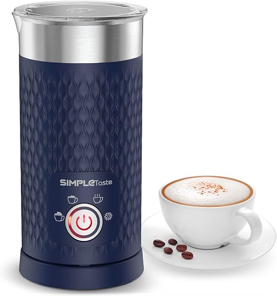 SIMPLETASTE 4-in-1 Automatic Electric Milk Frother | Foam Maker, Hot & Cold Foam, For Cappuccinos, Lattes, Macchiatos, Dark Blue