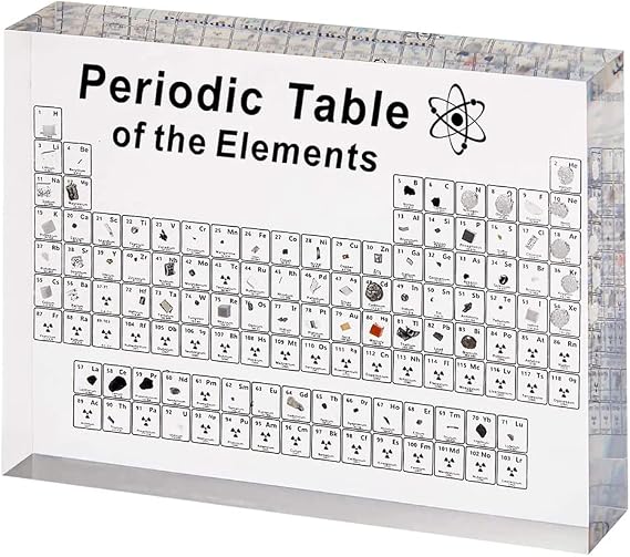 Periodic Table Real Elements, Periodic Table Gifts, Periodic Table with Real Elements Samples, Periodic Table with Real Elements Samples Inside, for Student, Teacher, Gift, Craft, Decoration