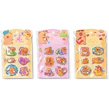Capybara Tasarımlı Sulu Sticker, 3D Kabartmalı, Dekoratif Çıkartma 3'lü