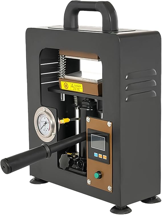 Heat Press Machine for Rosin, 10 Ton Pressure 600W Rosin Extractor with Dual Heating Plates, Manual Hydraulic Heat Press Machine with Digital Temperature Control and Timer(UK Plug)