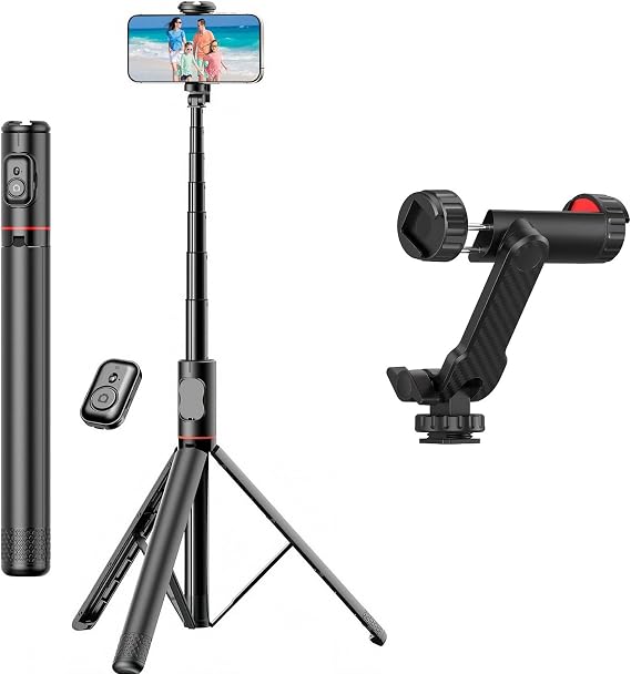 72" Phone Tripod Selfie Stick Bundle with Tripod Phone Mount Holder Adapter for iPhone Android Cell Phones Video Recording Vlogs