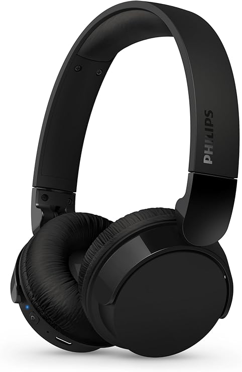 PHILIPS TAH4209BK Leichter ohraufliegender kabelloser Bluetooth-Kopfhörer mit passiver Geräuschisolierung – 55 Stunden Spielzeit deutliche Anrufe dynamischer Bass 2 Stunden USB-C-Laden – Schwarz