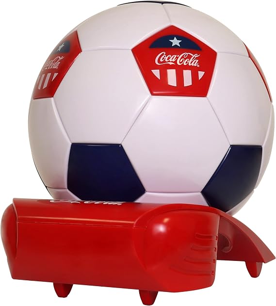 Coca-Cola Soccer Ball 5 Can Cooler, 12V DC/110V AC Cooler, for home, dorm, office, travel, camping, car, boat, truck, beverages, snacks, skincare, cosmetics, medication