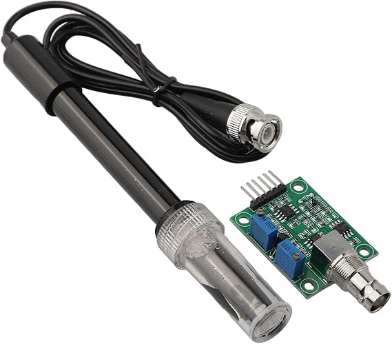 PH Sensor For Arduino, PH0-14 Value Detect Sensor Module + PH Electrode Probe BNC, PH-Value Detection Sensor Module Kit Detection Regulator Soil Water Quality Acid- Concentration Sensor (pH kit)
