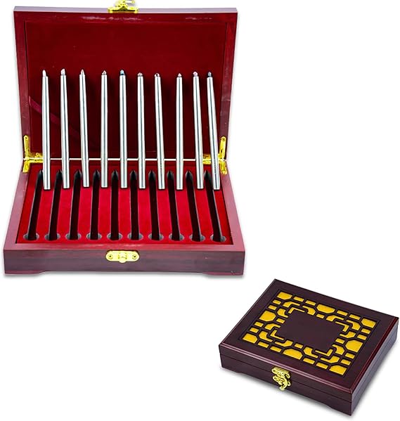 Mohs Hardness Test Kit, Mohs Hardness Tester Industrial Mineral Identification Kit 10 Pack, with Storage Box, Length: 130mm, Diameter: 6mm, for Tiles, Concrete