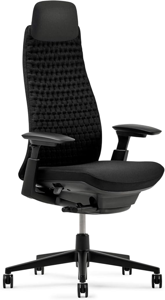 Haworth Fern Executive Office Chair, Home Office Desk Chair, Charcoal Black | Computer Desk Chair with Seat Height Adjustment, Digital Knit Finish, and Lumbar Support