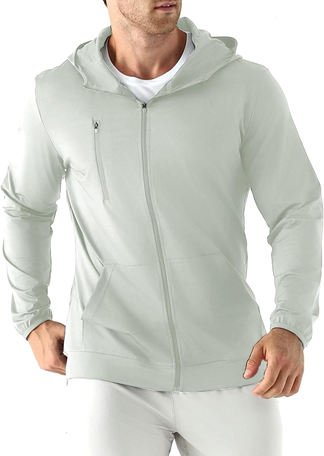 Mens Lightweight Running Jackets,Quick Dry Workout Windbreaker Zip Up Hoodie Men with Pocket