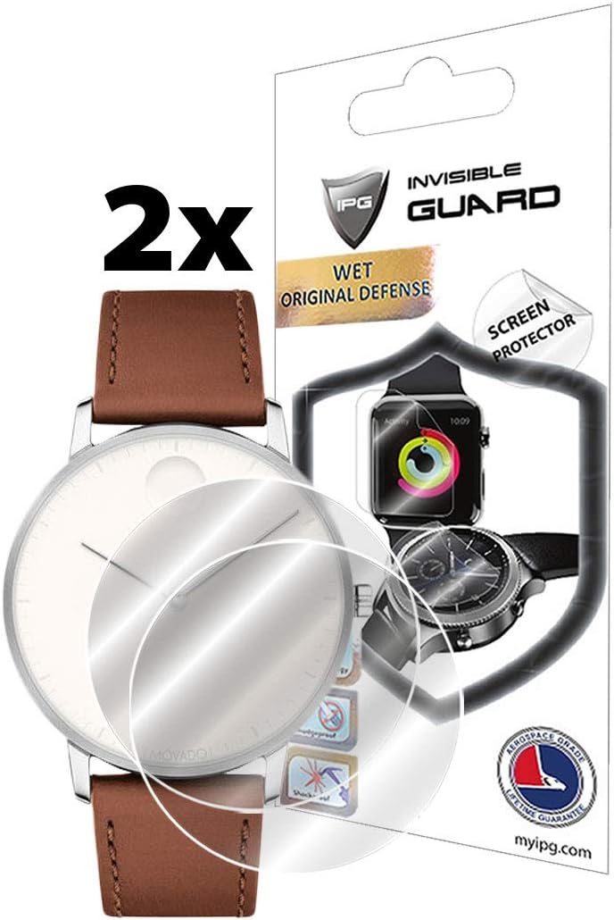 IPG for Movado FACE Smartwatch Screen Protector 2 Units Invisible Ultra HD Clear Film Anti Scratch Skin Guard - SmoothSelf-HealingBubble -Free