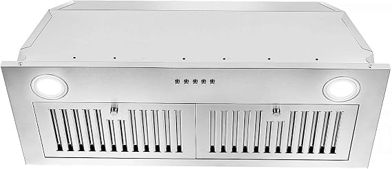 Range Hood Insert 30 inch,Stainless Steel Kitchen Vent Hood 600CFM,Built-in Kitchen Stove Hood w/Front Button Controls and Front LED Lights,Baffle Filters,Ducted/ductless Convertible Duct