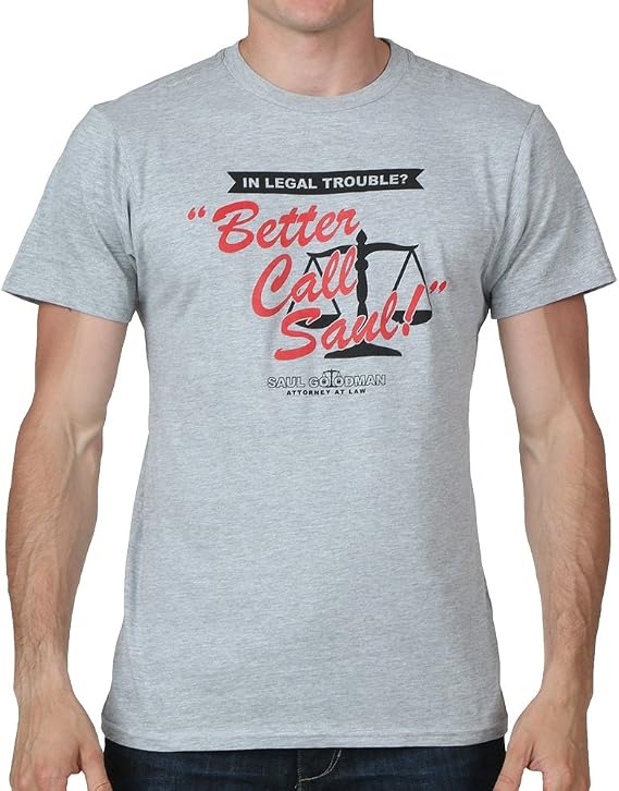 Breaking Bad Men's Better Call Saul Good Man Atty. At Law Round Neck Short Sleeve Tshirt for Men, Light Gray