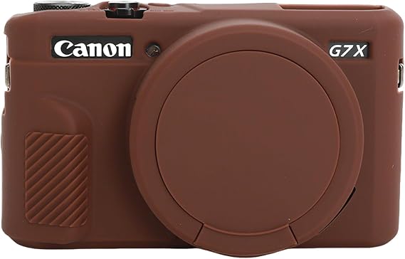 G7X Mark II Case,Soft Silicone Protective Case Ultra-Thin Lightweight for Canon PowerShot G7X Mark II Camera with Removable Lens Cover (Coffee)