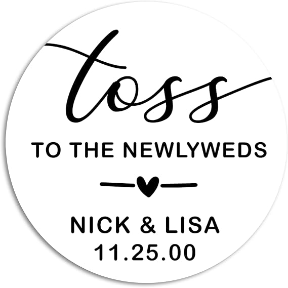 Toss at the Newlyweds Sticker, Wedding Petal Confetti Favor Bag Cone Toss Stickers, Wedding Favor Stickers