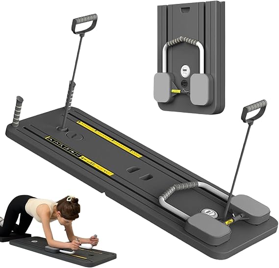 Ab Roller Wheel With Resistance Bands And Knee Mat - Pilates Board For Abdominal Training - Multifunctional Workout Equipment For Core Exercises - Pilates Reformer Tools For Home(Schwarz)