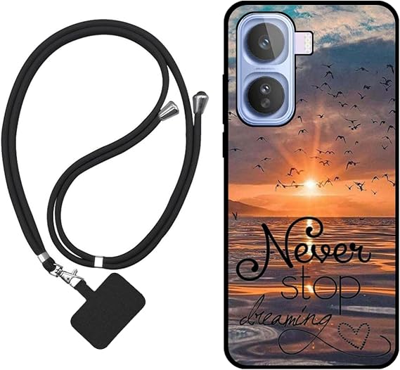 Sunrive Case compatible with Vivo Iqoo Neo 11, Ultra Slim matte Soft Premium TPU Back Rubber Bumper Protector Patterns Cover(The sea,sun,seagulls)+1 x Phone Lanyard