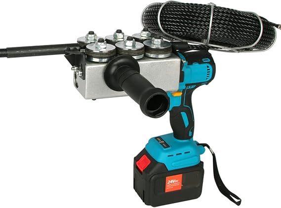 Cordless Electric Puller Electrical Wire Threader Stringing Wire Machine Duct Cable Push Puller Tools With 4 lithium batteries, Home Decoration Automatic Through Wall Threading Wire Machine