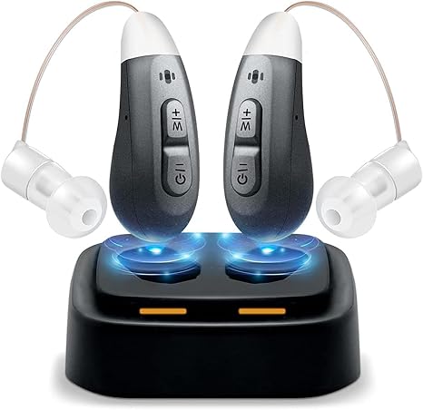 Hearing Amplifier for Elderly, Ear-Hanging Type, Shuonki, Single Ear/Both Ears, Charging Dock, High Sensitivity, Volume Adjustment, Mode Response, Easy Button Operation, Comfortable