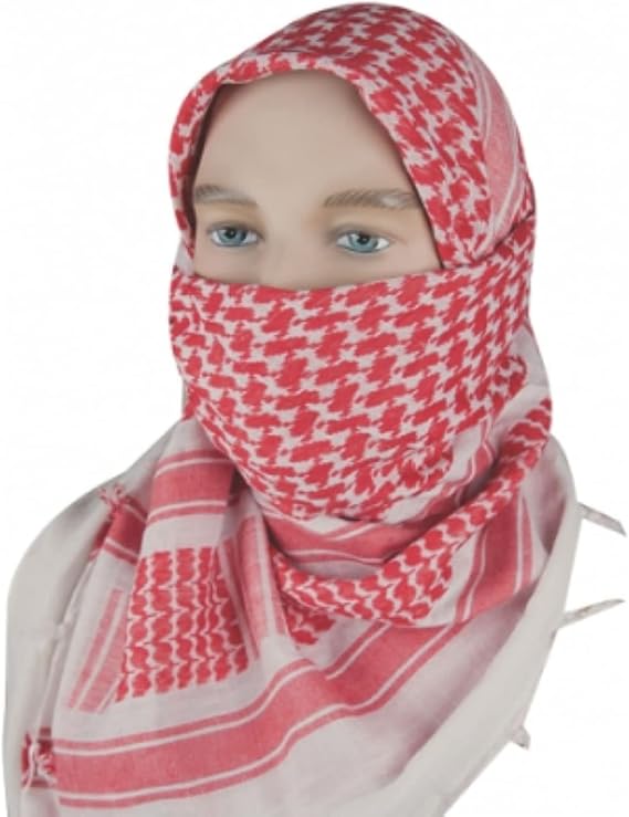 RED and white Arab Shemagh Head Scarf Neck Wrap Authentic Cottton Palestine Arafat (Red and White)