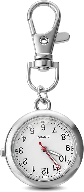 Clip On Nurse Fob Watch, Silent Quartz Pocket Watch | Easy Read Dial, Hanging Pocket Watch, Keychain Design, Nurses, Doctors, Students, Women