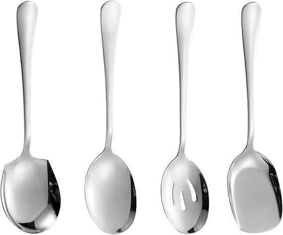 BAIYSFFG Serving Spoons Large,4 Pcs Stainless Steel Buffet Serving Spoon Long Handle Soup Spoons Cooking Spoon Kitchen Tool for Serving Kitchen Cooking Restaurant Banquet