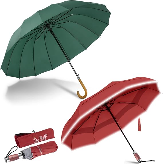 Royal Walk Large Umbrella + Vented Windproof Travel Umbrella