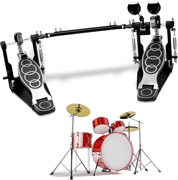 Double Bass Drum Pedal with 2 Drum Beater, Thickened Double-Chain