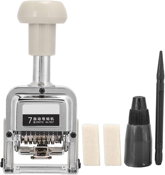 Handheld Inkjet Printer, Date Coding Machine, Numbering Machine, Automatic Transposition, 7 Seal, with Ink and Sponge