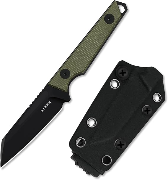 Kizer Phasmids Fixed Blade Knife with Sheath, 2.78" D2 Steel Blade