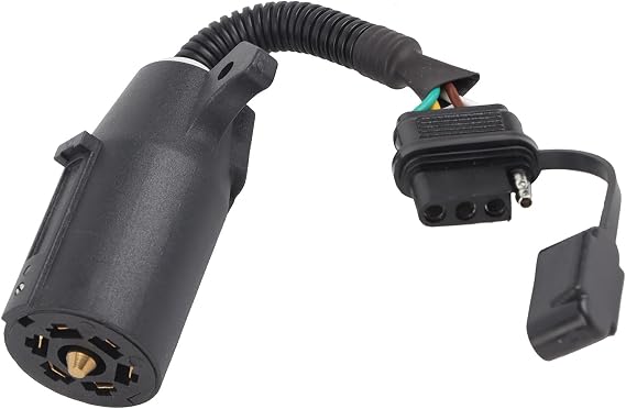 Trailer Car Modified 7-Pin Socket 6-24V 7 to 4 Pin Trailer Plug Adapter Blade Round Socket Connector Converter for Caravan Towbar Weatherproof