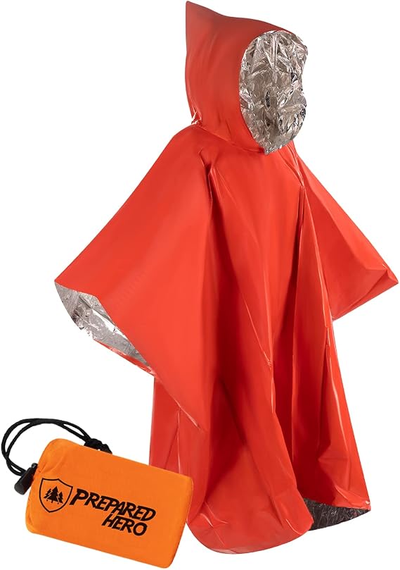 Hero Prepared Survival Tool Poncho for Camping, Heat Insulation