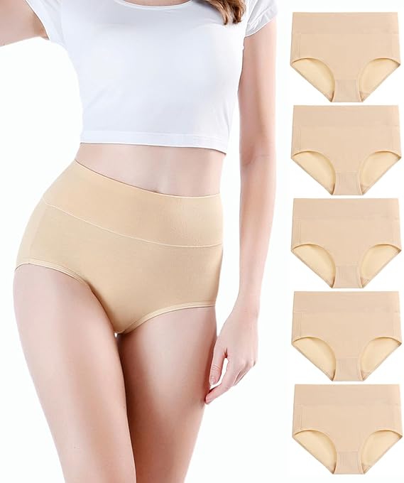 wirarpa Ladies Knickers High Waisted Underwear Cotton Panties 5 Pack