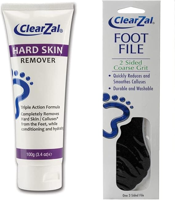 Combo Pack - ClearZal Hard Skin Remover | ClearZal Sided Coarse Grit Foot File for Smoothing & Reducing Calluses | Complete Foot Care
