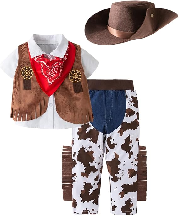 LXKIKMM May's Baby Western Cowboy Style Kids Costume Set Cosplay Costume