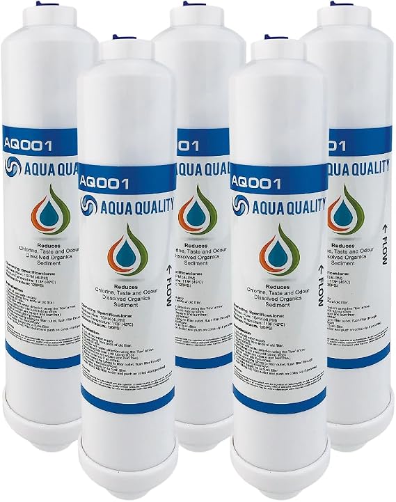 Aqua Quality Inline Fridge Water Filters Compatible with Samsung, Daewoo, LG, Kenwood, Hotpoint, and more! Removes Chlorine Taste and Odour | Enjoy Great Tasting Water (5 Pack)