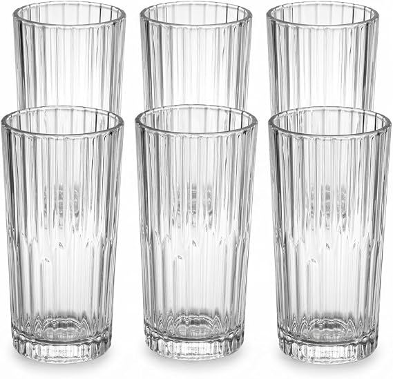 Deconox 6'lı Kesme Kristal Desenli Cam Bardak Seti - Klasik Tasarım Su, Meşrubat ve İkram Bardağı Takımı (320 ml)