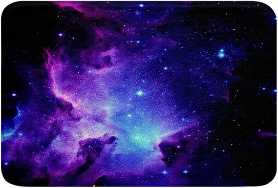 Feelyou Galaxy Bath Mats for Bathroom Non Slip Floor Mats Purple Blue Universe Starry Sky Bath Rugs Set Ultra Thick Soft Microfiber Outer Space Door Mats for Kitchen/Living Room Bedroom Decor 16"x24"