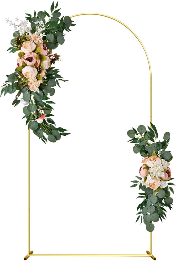 Wedding Arch Backdrop Stand 6.6FT Gold Wedding Balloon Arched Backdrop Stand Square Arch Frame for Birthday Party Bridal Baby Shower Ceremony Decoration