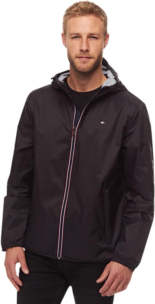 Tommy Hilfiger Men's Color Blocked Logo Rain Slicker Jacket Rain Jacket
